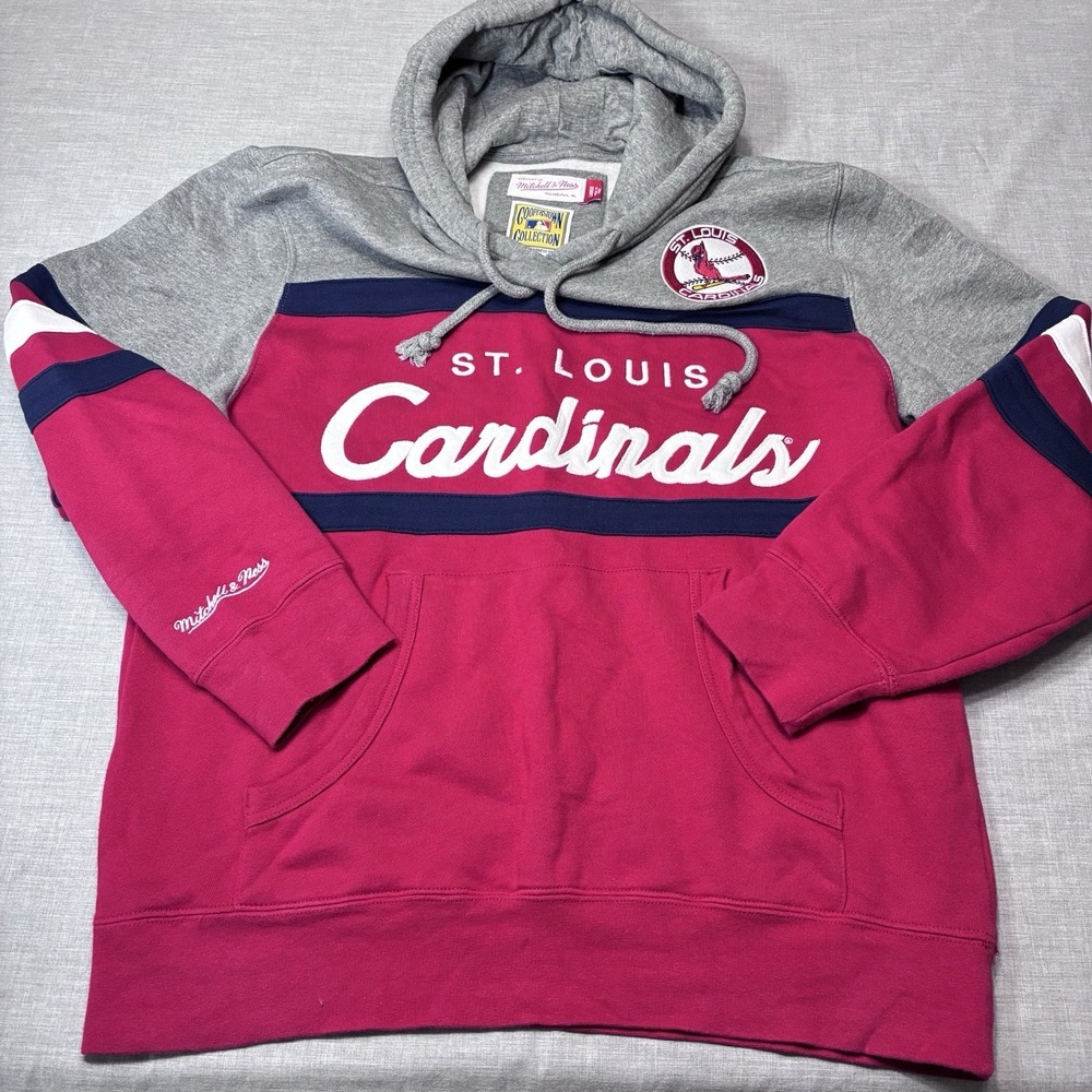 Mitchell & Ness St. Louis Cardinals MLB Hoodie Sweatshirt Mens Large Cooperstown